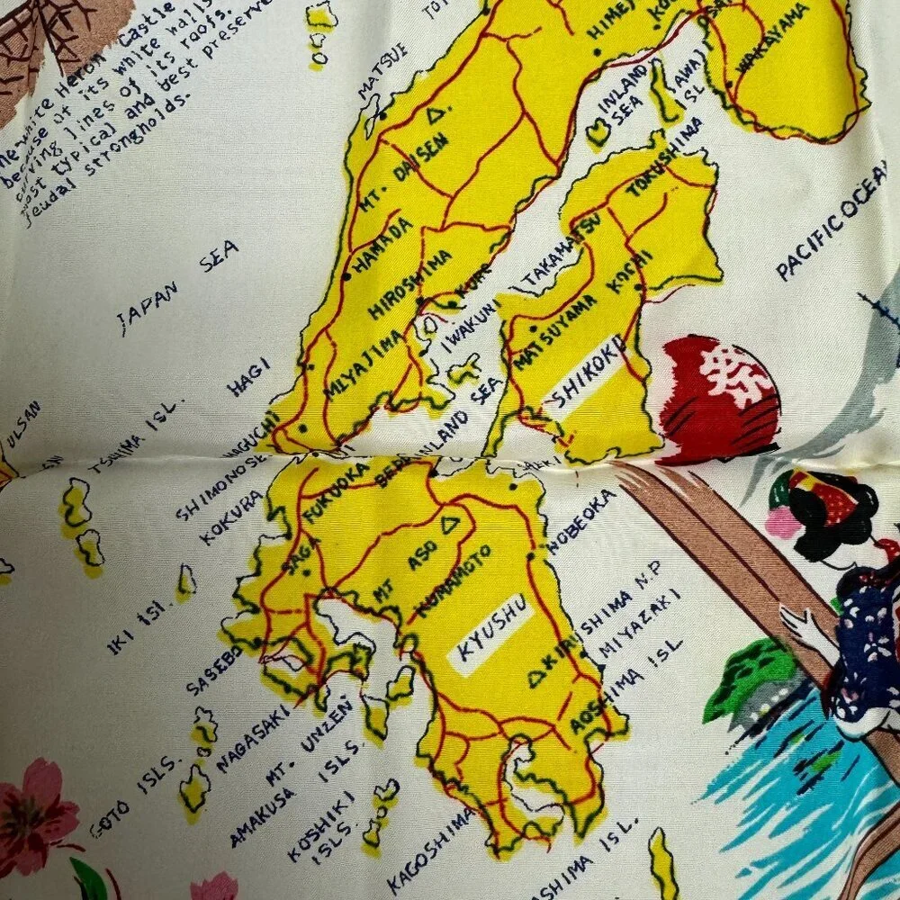 Vintage Memory Japan & Korea Landmarks Map Tapestry 28.5